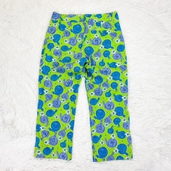 Lilly Pulitzer Vintage Snail Escargot Print Capri Crop Pants Women’s Size 2 - Picture 4 of 8